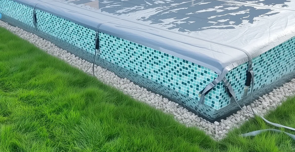 Покрывало для бассейна под снегом — защита зимой в Дубне